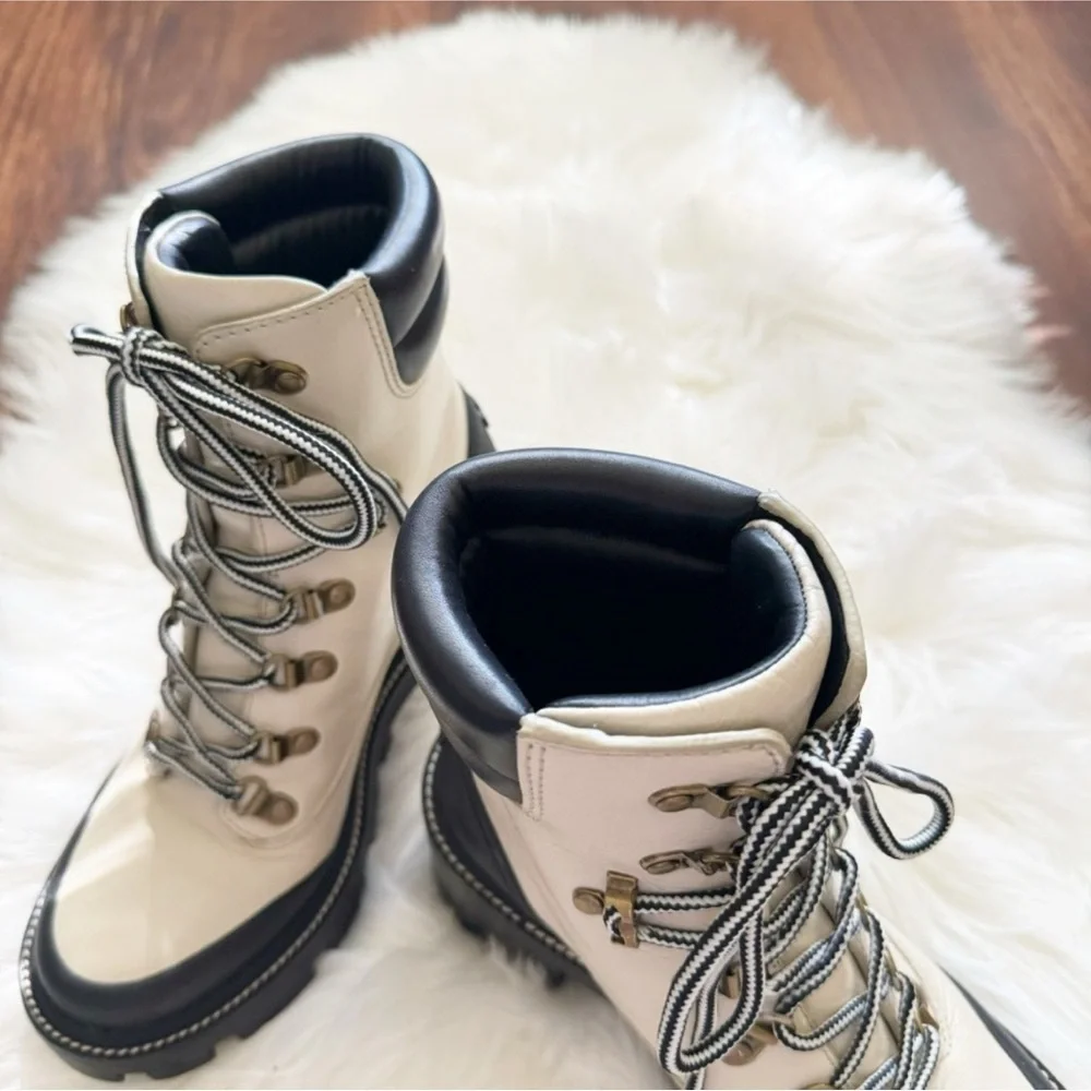 Tory Burch Ankle Boot Lug Sole Hiker NEW Waxy Cow Leather w Box US 8